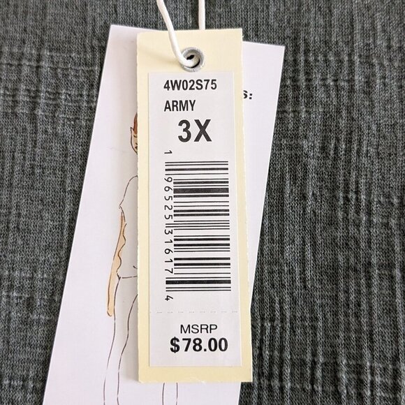 Max Studio Side-Tie Crinkle Knit Top Size 3X Green Short Sleeve Tee-Shirt NWT - Picture 5 of 13